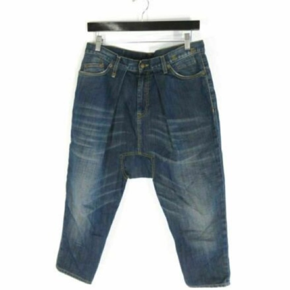 R13 Pleated Drop Crotch Harem Jeans